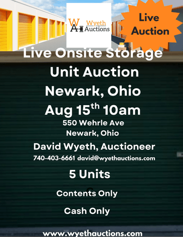 Image for Live Onsite Storage Unit Auction Newark Ohio Aug 15th 10am