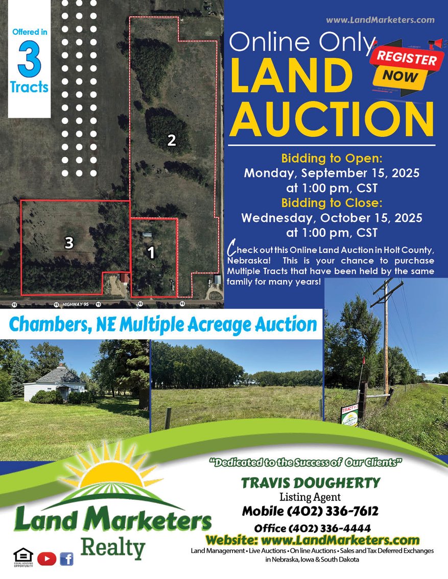Image for Chambers, Nebraska Multiple Acreage Online Auction Offered in 3 Tracts