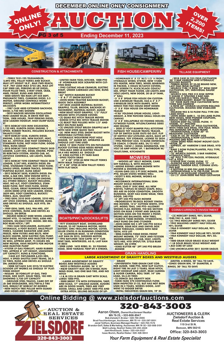 Image for DECEMBER ONLINE ONLY CONSIGNMENT W/BOB LAUGHLIN FARM RETIREMENT, JOE & LOIS MCGEARY FARM RETIREMENT, AND DALE & BETTY NOORDMANS FARM RETIREMENT