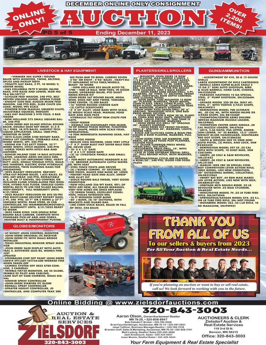 Image for DECEMBER ONLINE ONLY CONSIGNMENT W/BOB LAUGHLIN FARM RETIREMENT, JOE & LOIS MCGEARY FARM RETIREMENT, AND DALE & BETTY NOORDMANS FARM RETIREMENT