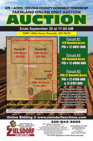 Image for STEVENS COUNTY - 478 + ACRES - DONNELLY TOWNSHIP - FARM LAND AUCTION