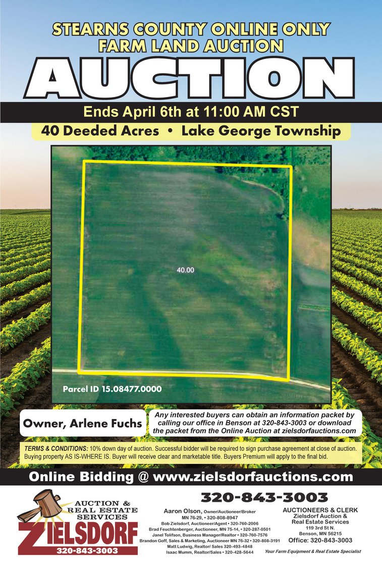 Image for Stearns County Lake George Township Online Only Land Auction
