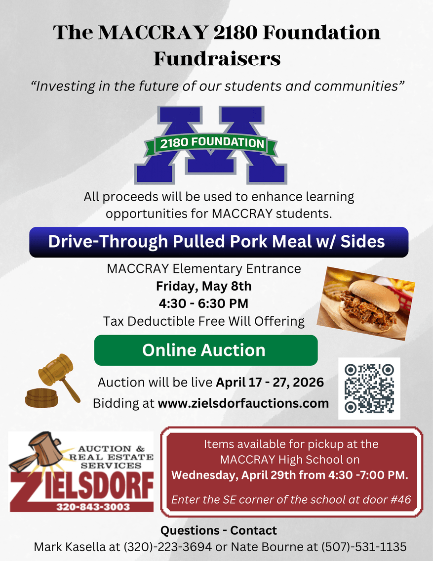 Image for MACCRAY 2180 Foundation Online Only Fundraiser Auction 2026