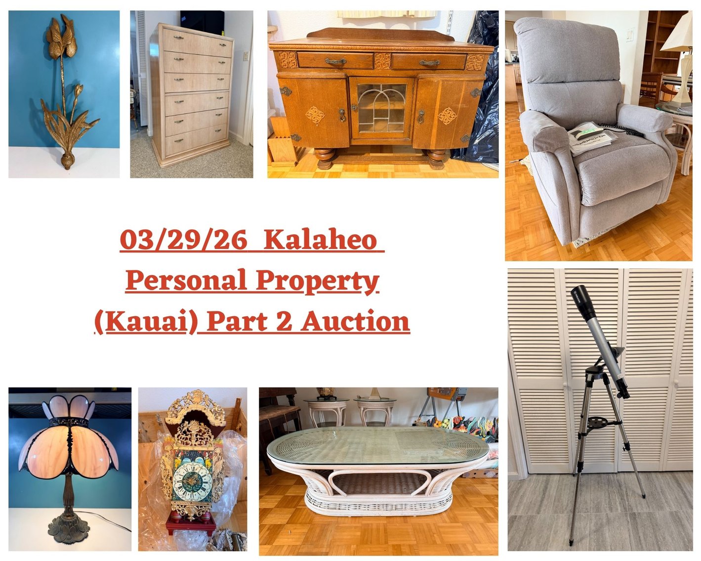 Image for 03/29/26 Kalaheo Personal Property (Kauai) Part 2 Auction