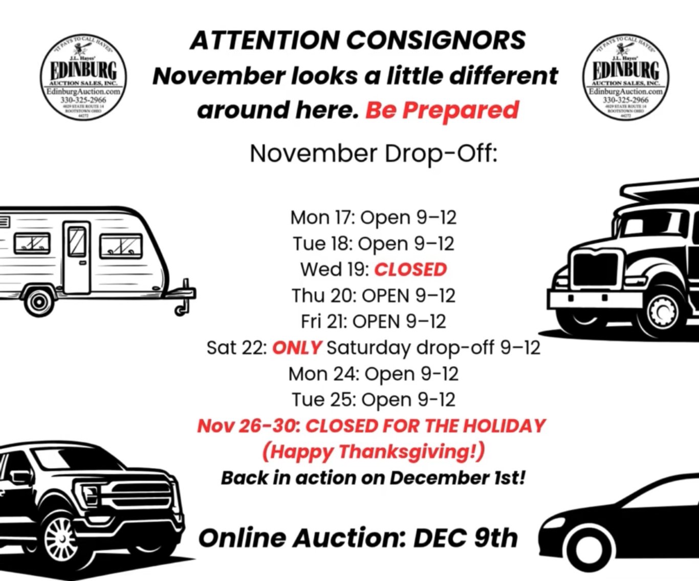 Image for DECEMBER 9TH ONLINE CONSIGNMENT AUCTION