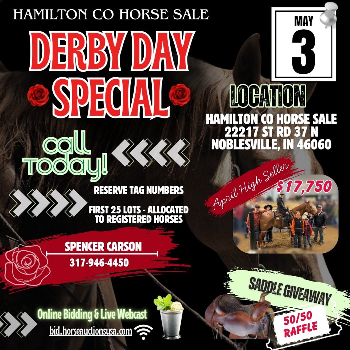 Image for Hamilton County Horse & Tack Sale- Derby Day Special May 3rd  - Noblesville, IN