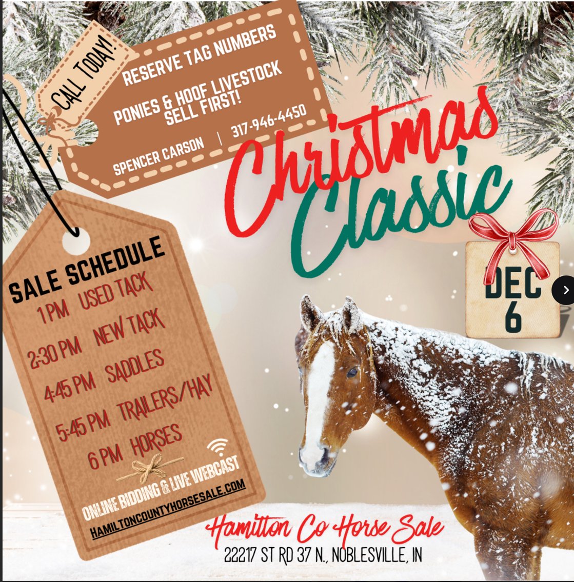 Image for Christmas Classic-Hamilton County Horse & Tack Sale -SATURDAY December 6th-  Noblesville, IN