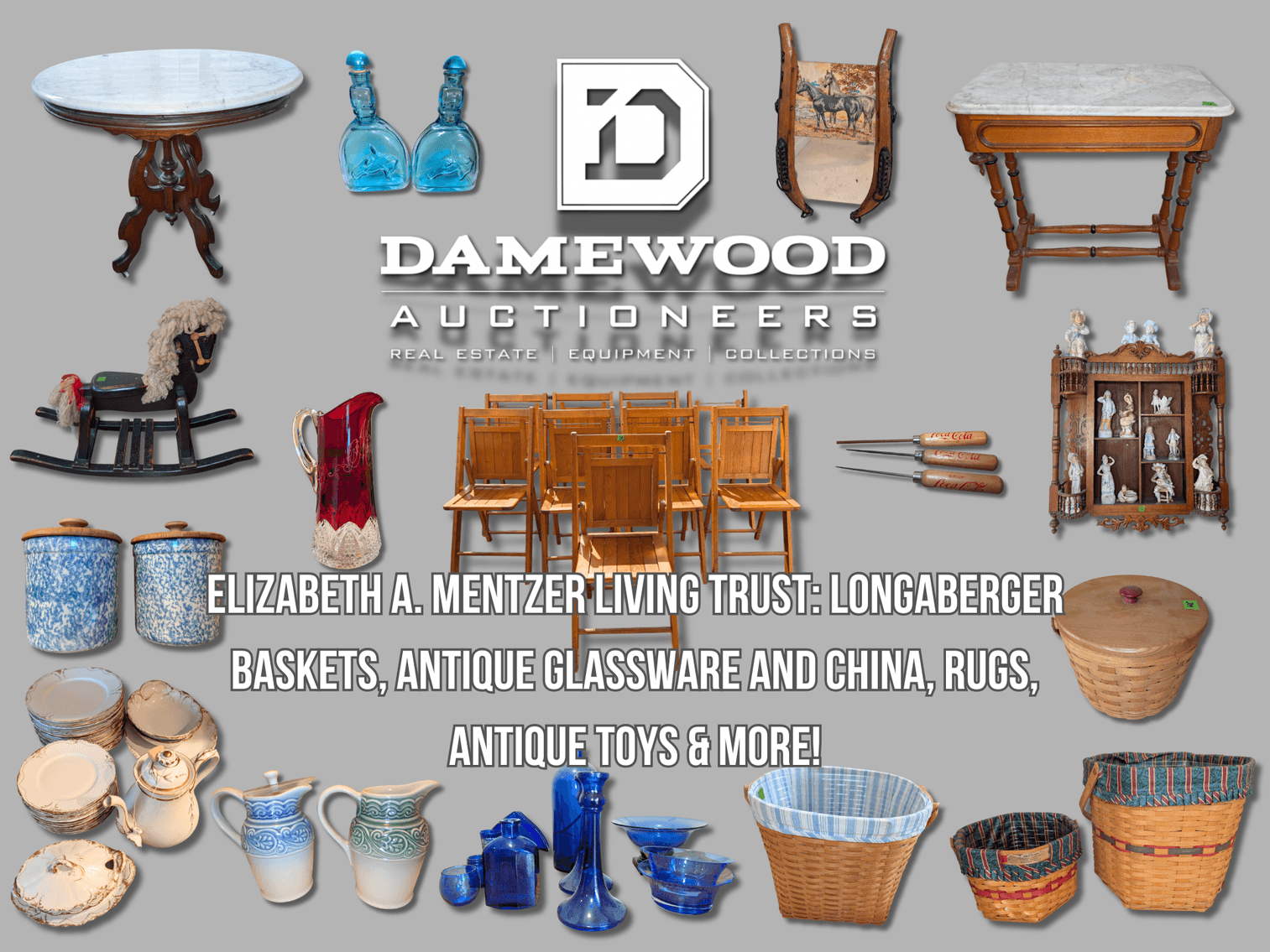 Image for Elizabeth A. Mentzer Living Trust: Longaberger Baskets, Antique Glassware and China, Rugs, Antique Toys & More! - Virtual Auction