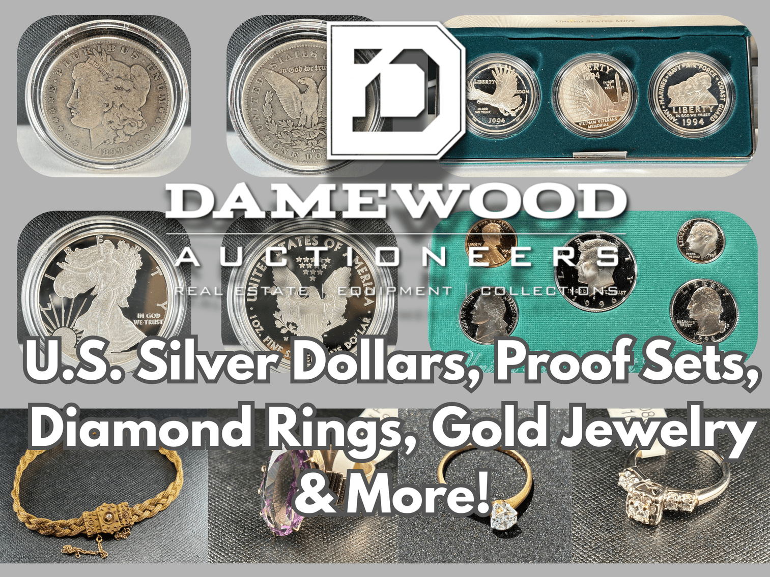 Image for U.S. Silver Dollars, Proof Sets, Gold & Diamond Jewelry, Paintings, Furniture Sets, Stamps, Sportsman Gear & More! - Virtual Auction - No In-Person Bidding