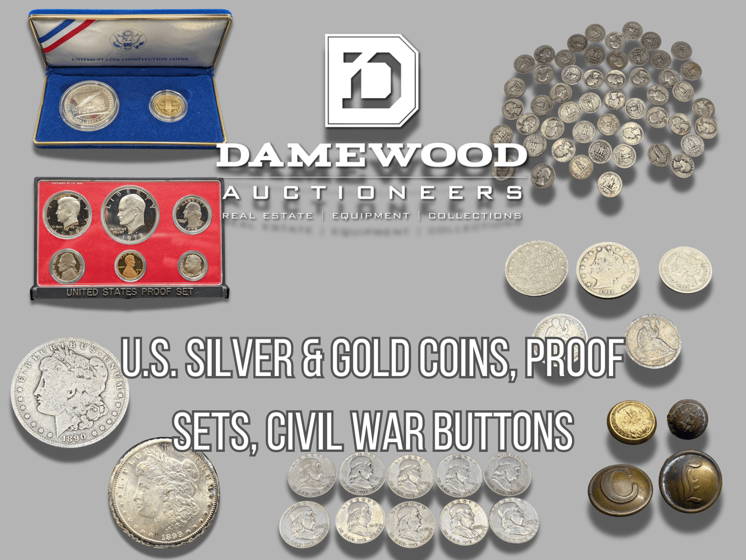 Image for U.S. Silver & Gold Coins, Proof Sets, Civil War Buttons and Leather Bound Books - Virtual Auction - No In-Person Bidding!