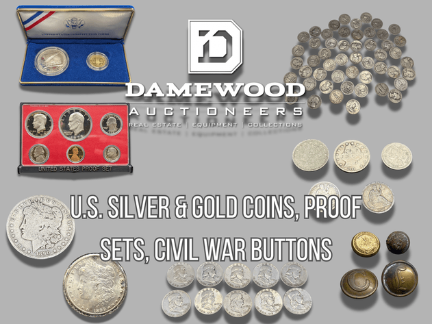 Image for U.S. Silver & Gold Coins, Proof Sets, Civil War Buttons and Leather Bound Books - Virtual Auction - No In-Person Bidding!