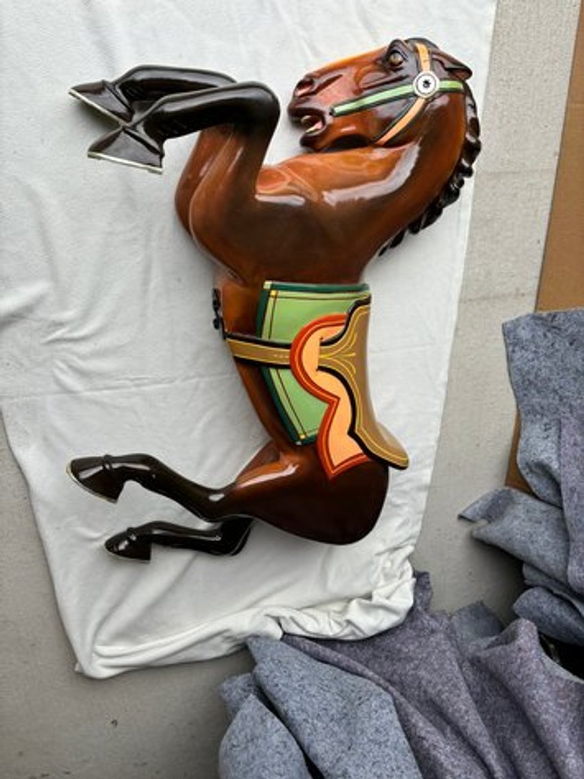 (8) Original Wooden Hand-Carved Carousel Horses: Fully Restored