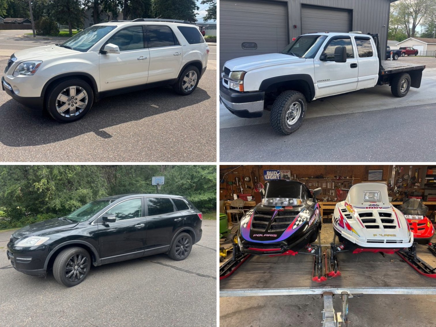 SUV's, Trucks, Cars, Snowmobiles & Trailers