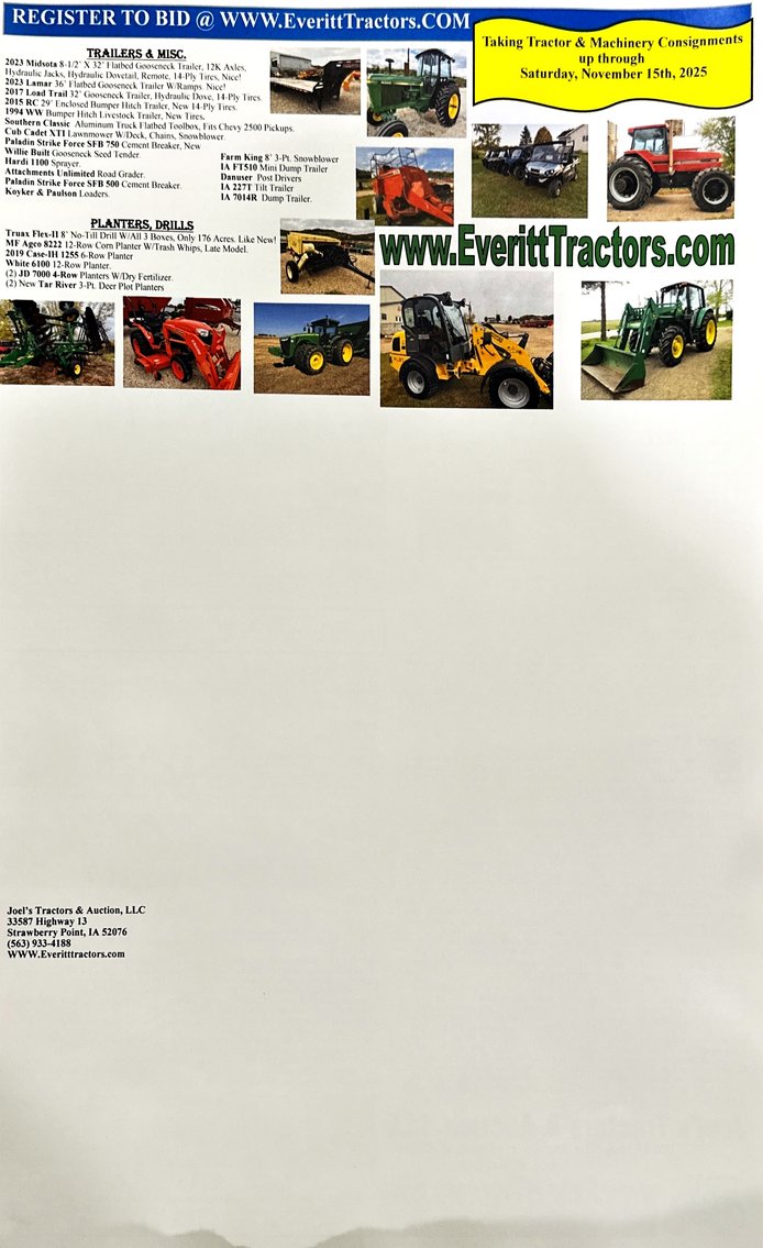 Image for Ring #2-Huge Tractor & Machinery Online & Live Auction  11/20/2025