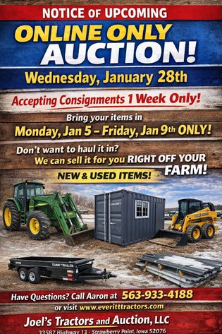 Image for Online Equipment Auction: New and Used | January 28, 2026