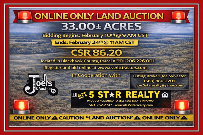 Image for ±33.00 Acres Black Hawk County, IA Land Auction (Online Only) | Feb. 10 @ 9AM – Feb. 24 @ 11AM