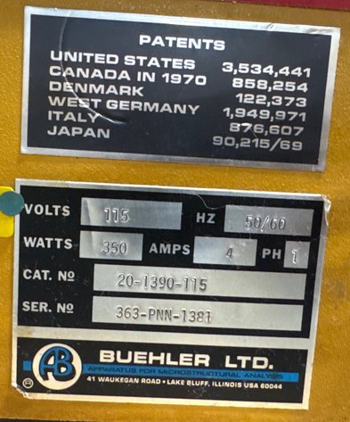 Image for Buehler Pneumet 1 Puck Mounting Press