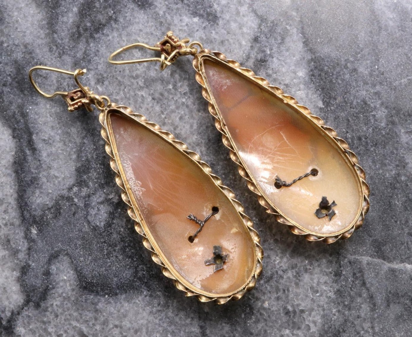 Image for 14KY Gold Shell Cameo and Diamond Earrings