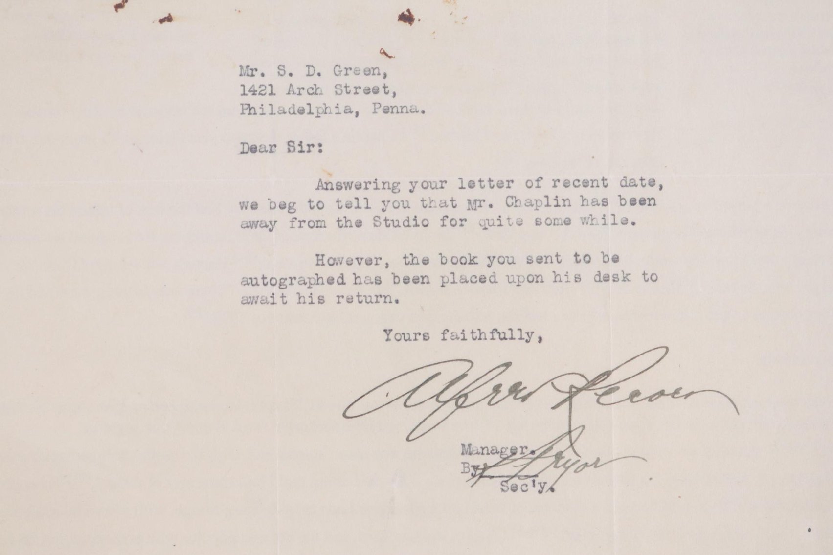 Image for Charlie Chaplin Autograph