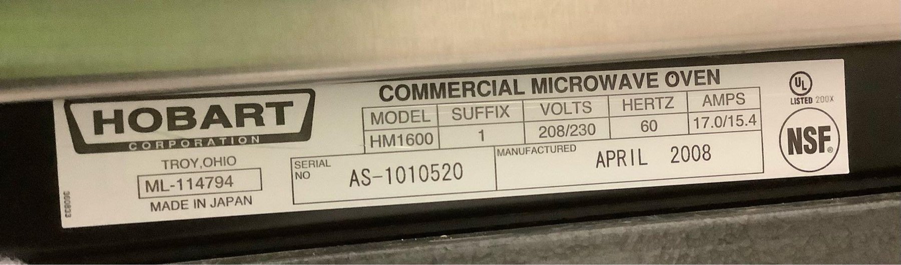 Image for Hobart Microwave Oven & Cart