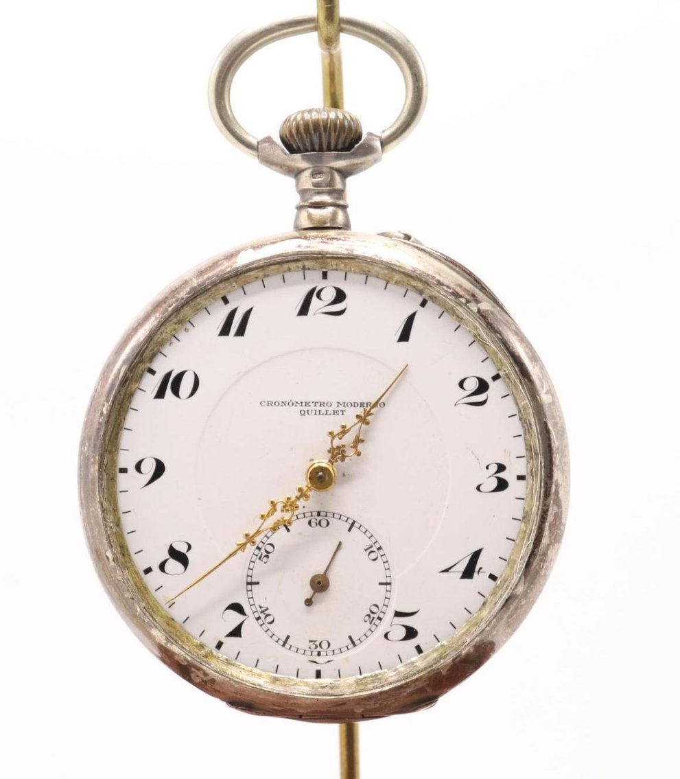 Image for Cronometro Moderno Quillet Silver Pocket Watch