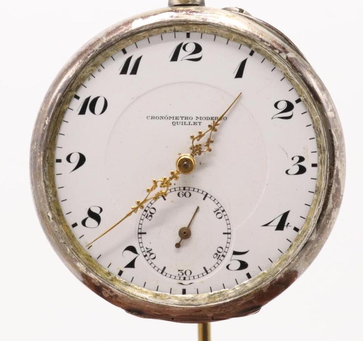 Image for Cronometro Moderno Quillet Silver Pocket Watch