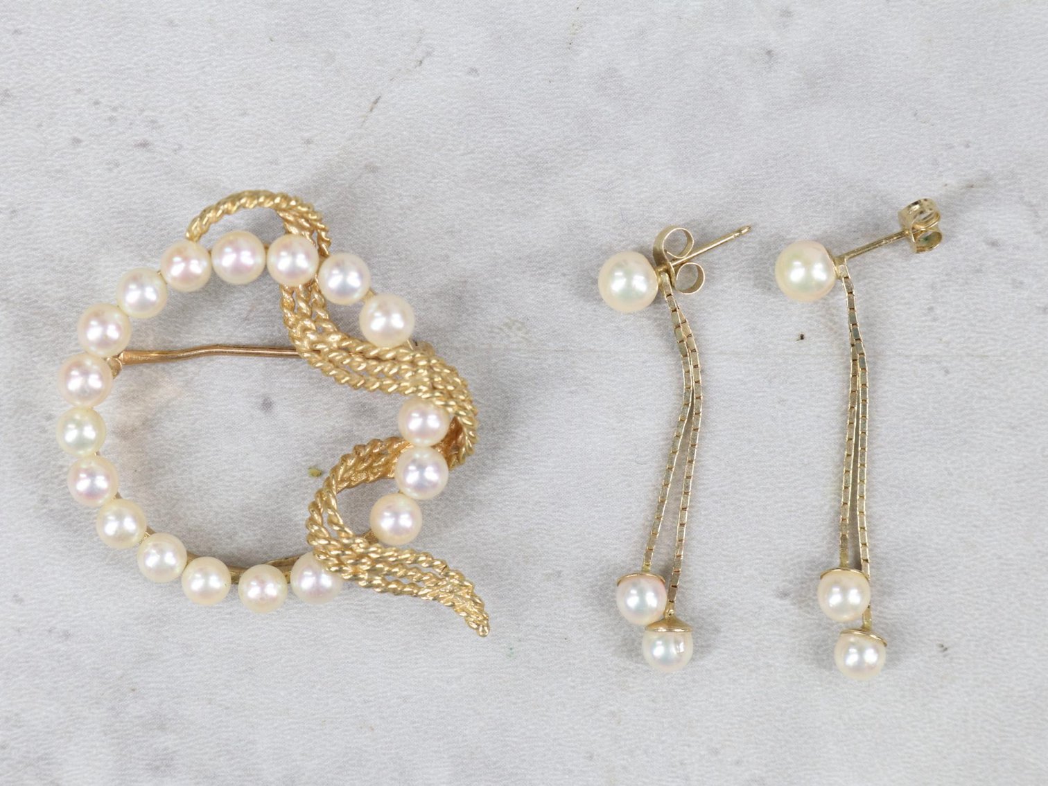 Image for 14KY Gold Pearl Pin, Earrings