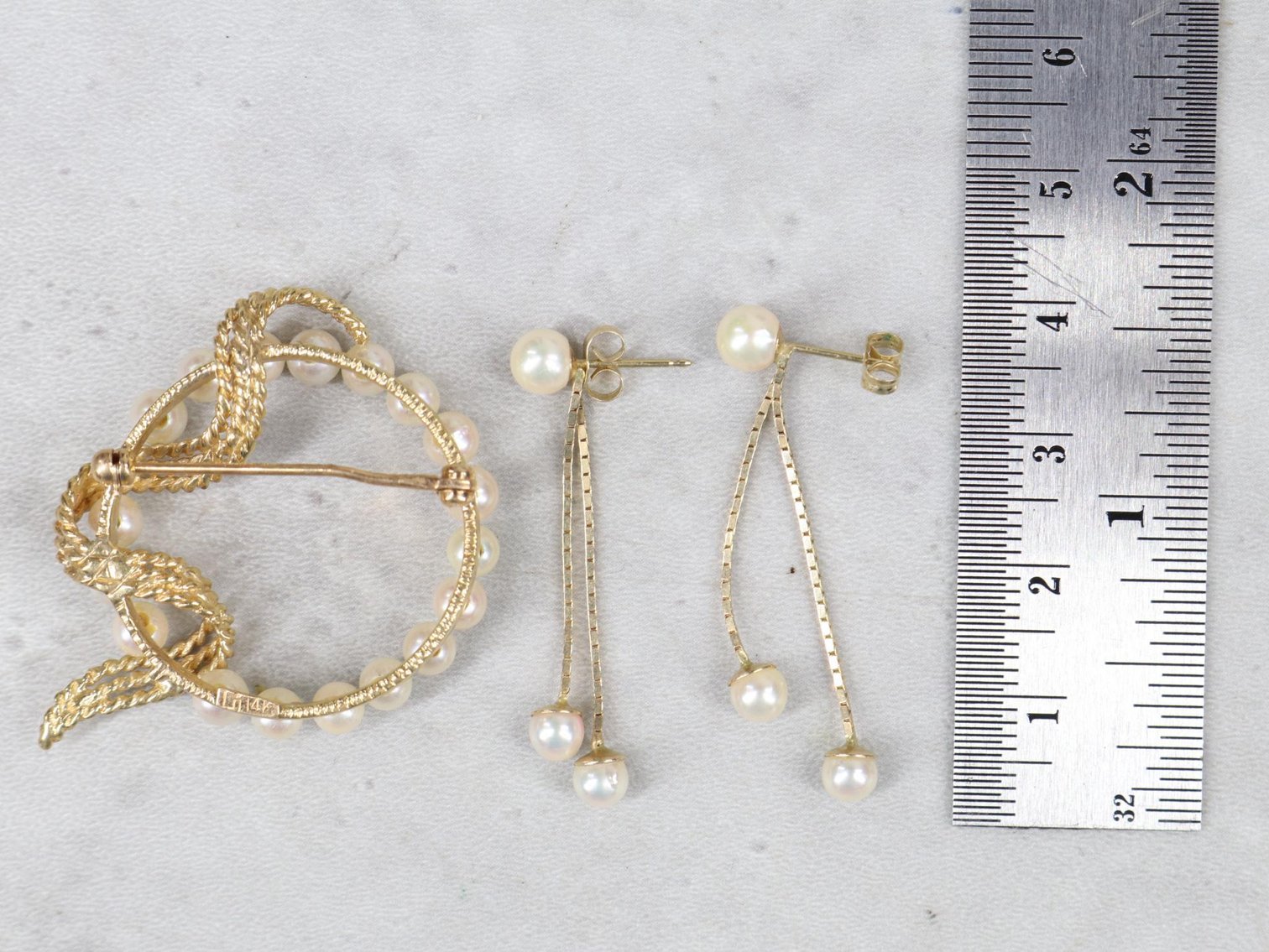 Image for 14KY Gold Pearl Pin, Earrings