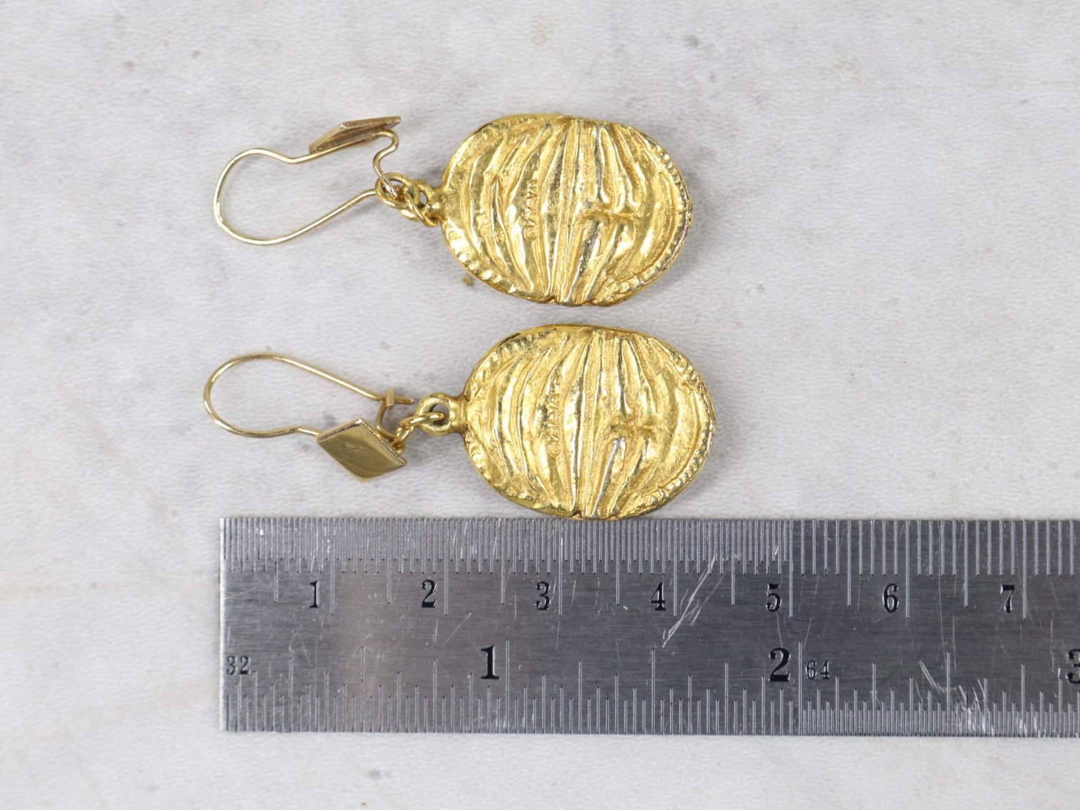 Image for 14KY Gold Egyptian Revival Earrings with ALVA Scarabs in Gold Tone