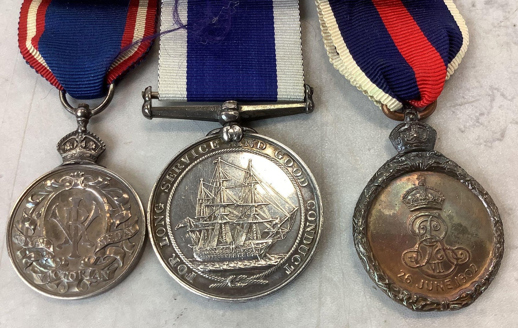 Image for British Coronation, Royal Victorian , and Navy Long Service Medals-Royal Yacht Crewman