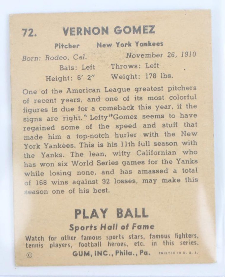 Image for 1941 Play Ball Lefty Gomez baseball card