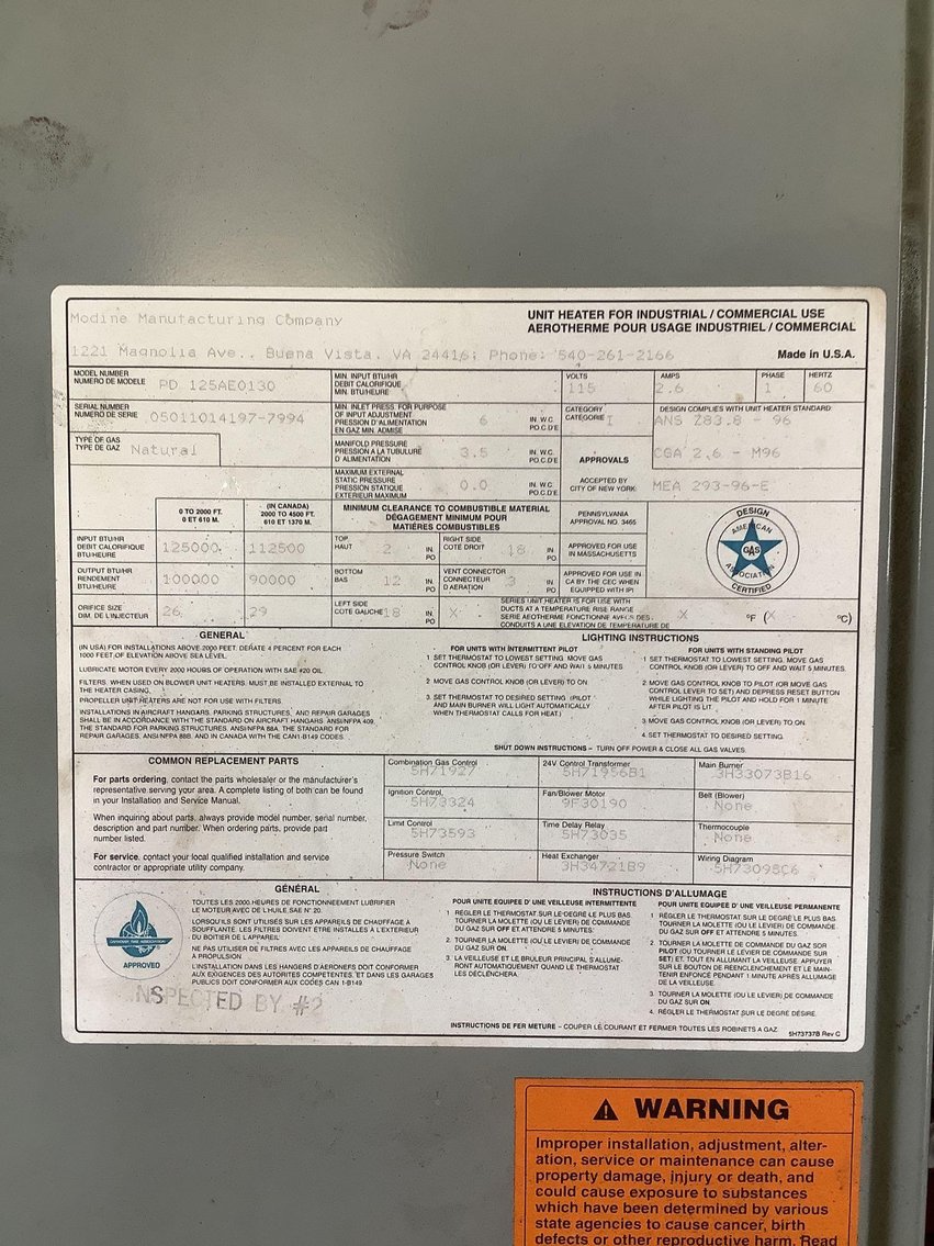 Image for Modine Shop Heater