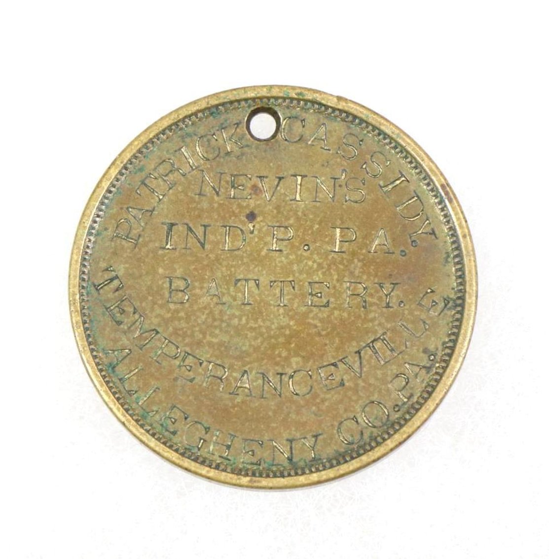 Image for Civil War Brass Identification Disc-Nevin's Pennsylvania Artillery Battery