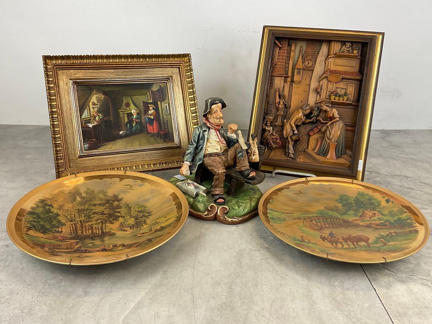 Image for Anri Woodcut, J.C. van Hunnick Plates & Italian Oil Painting