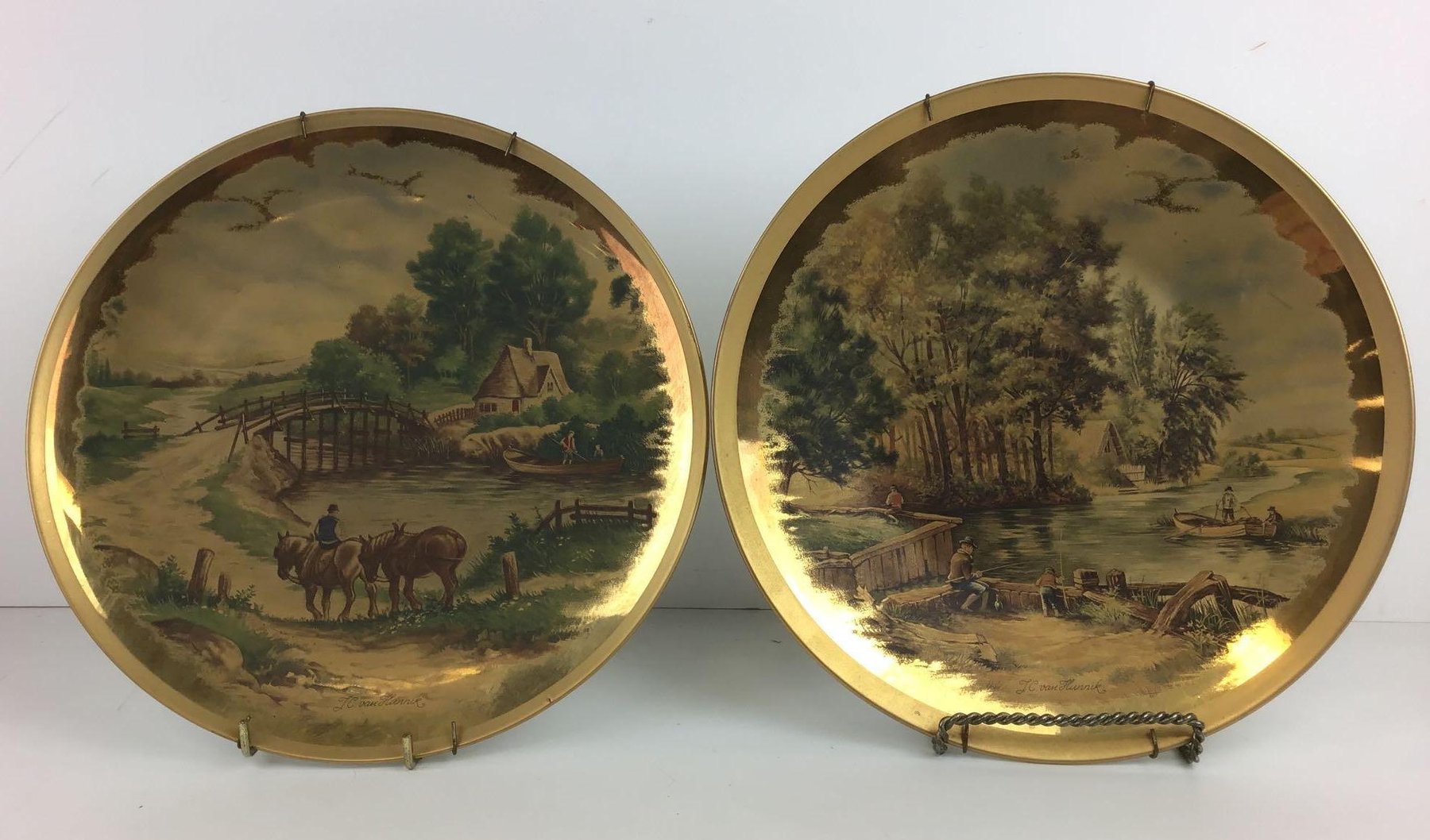 Image for Anri Woodcut, J.C. van Hunnick Plates & Italian Oil Painting