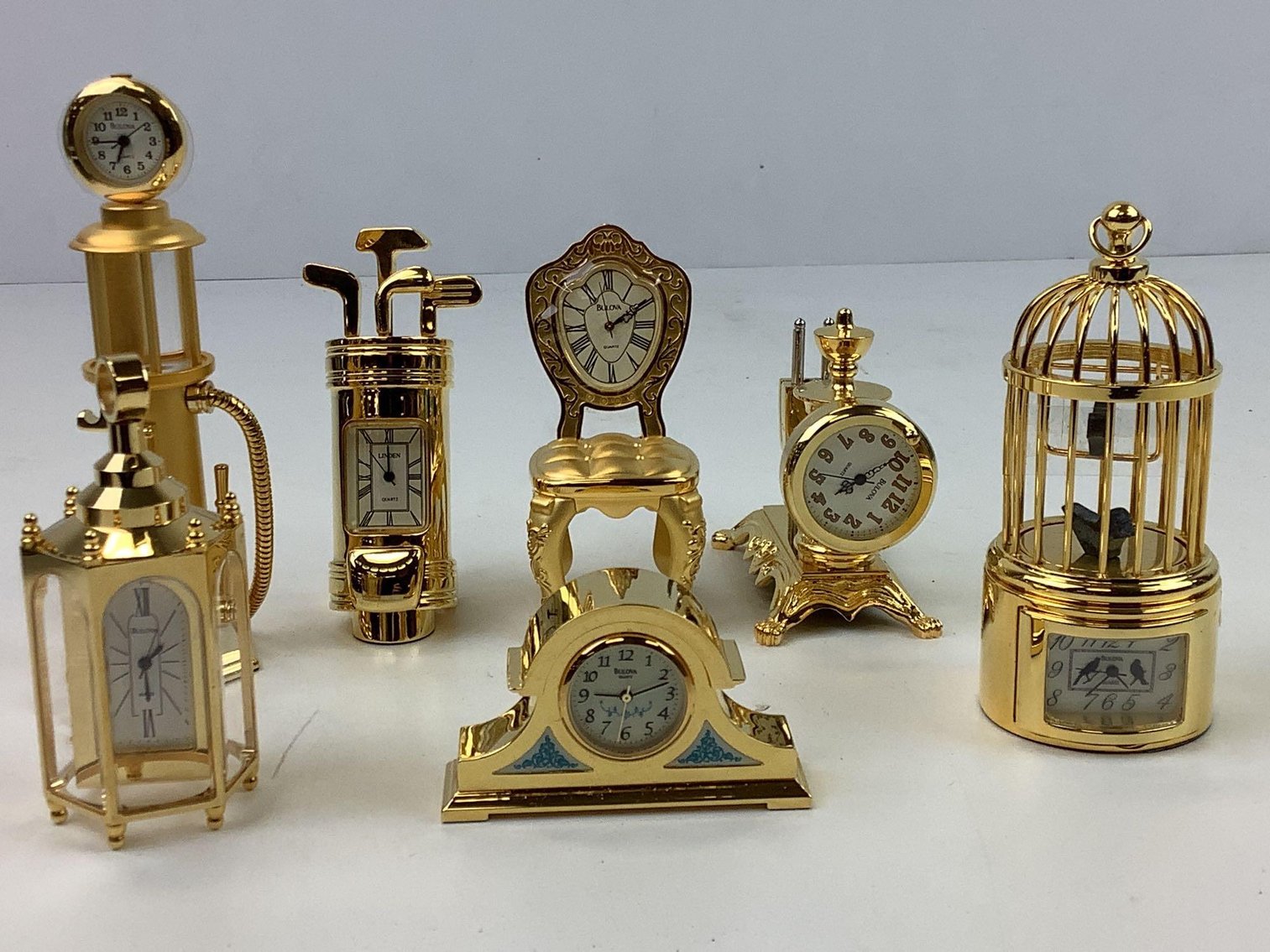 Image for Bulova & Linden Miniature Brass Clocks