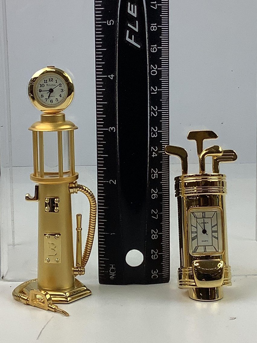 Image for Bulova & Linden Miniature Brass Clocks