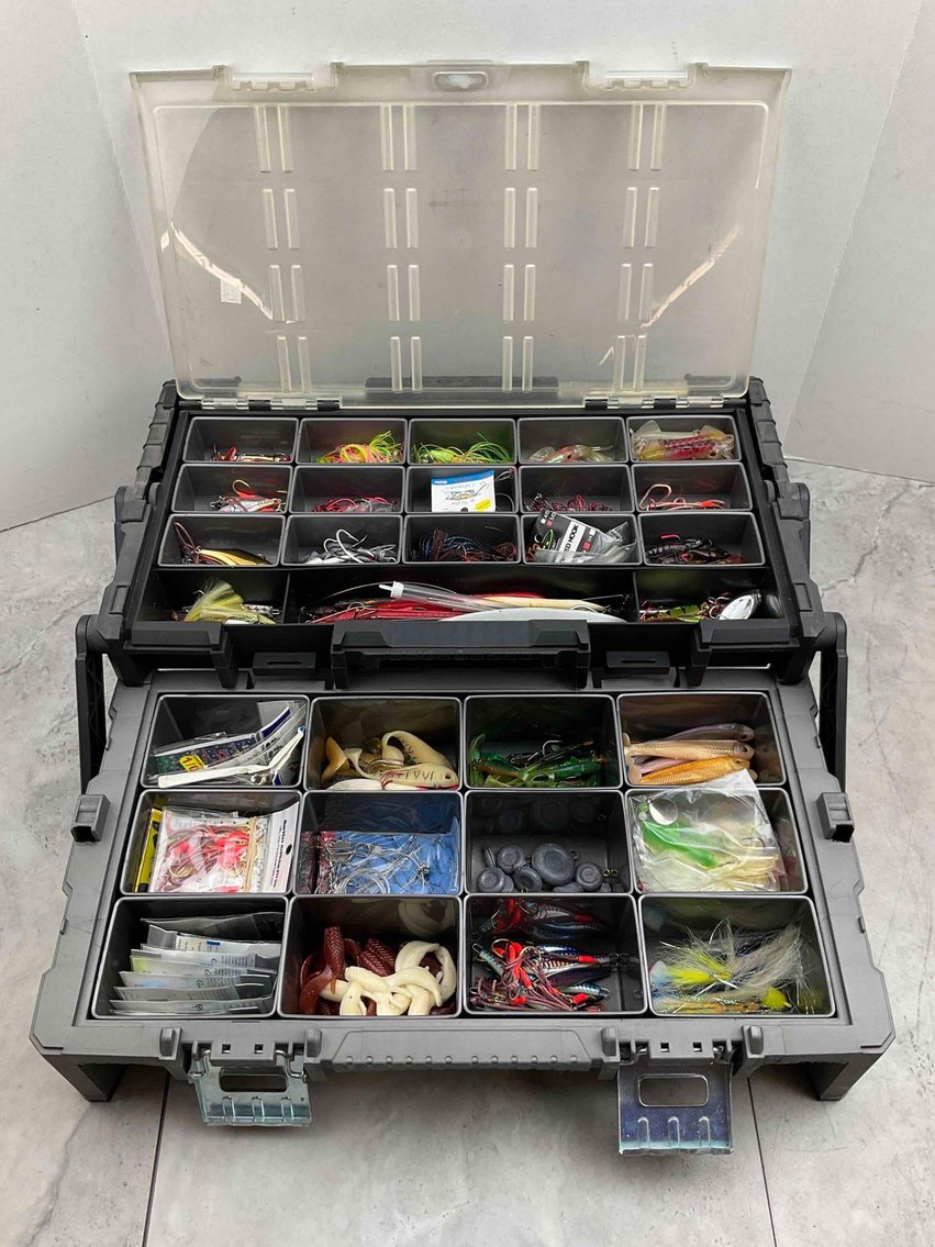 Image for Large 2 Tier Tackle Box Full OF Lures