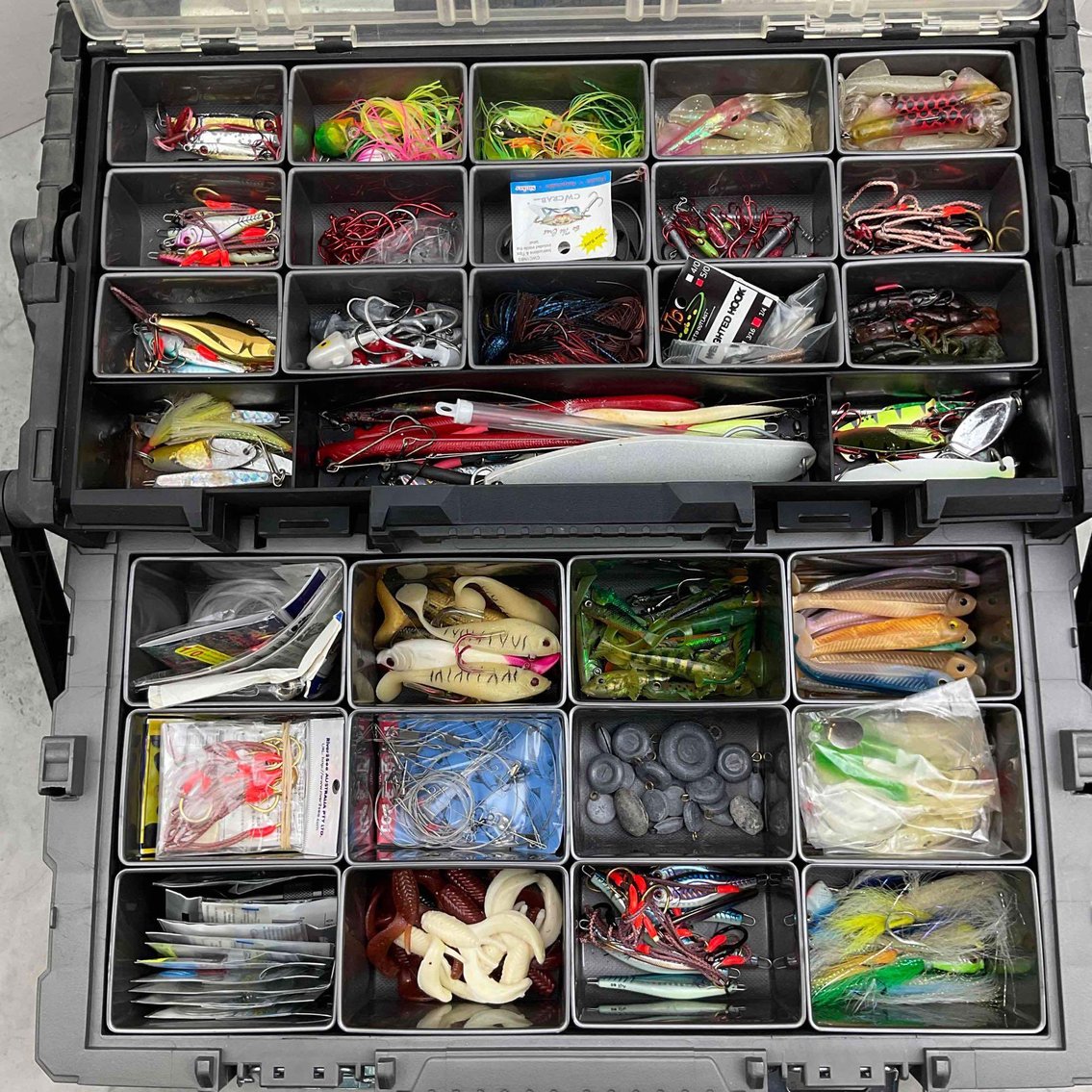 Image for Large 2 Tier Tackle Box Full OF Lures