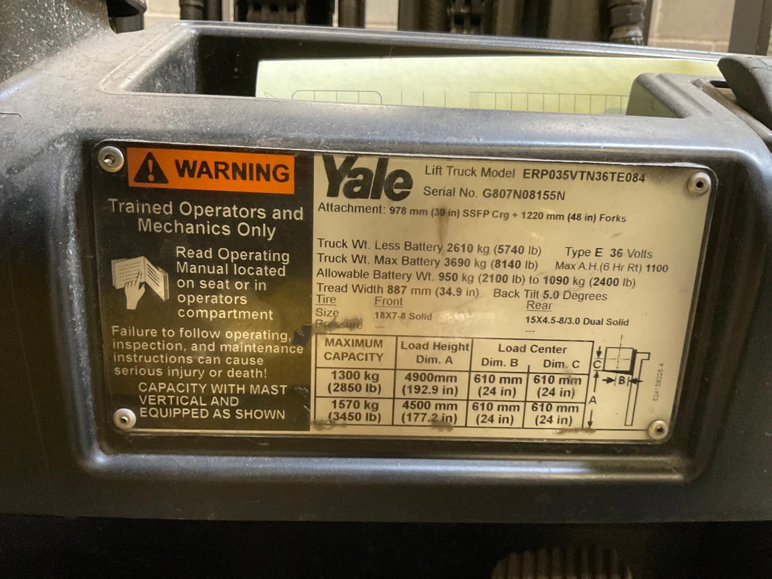 Image for Yale Fork Lift and Charger