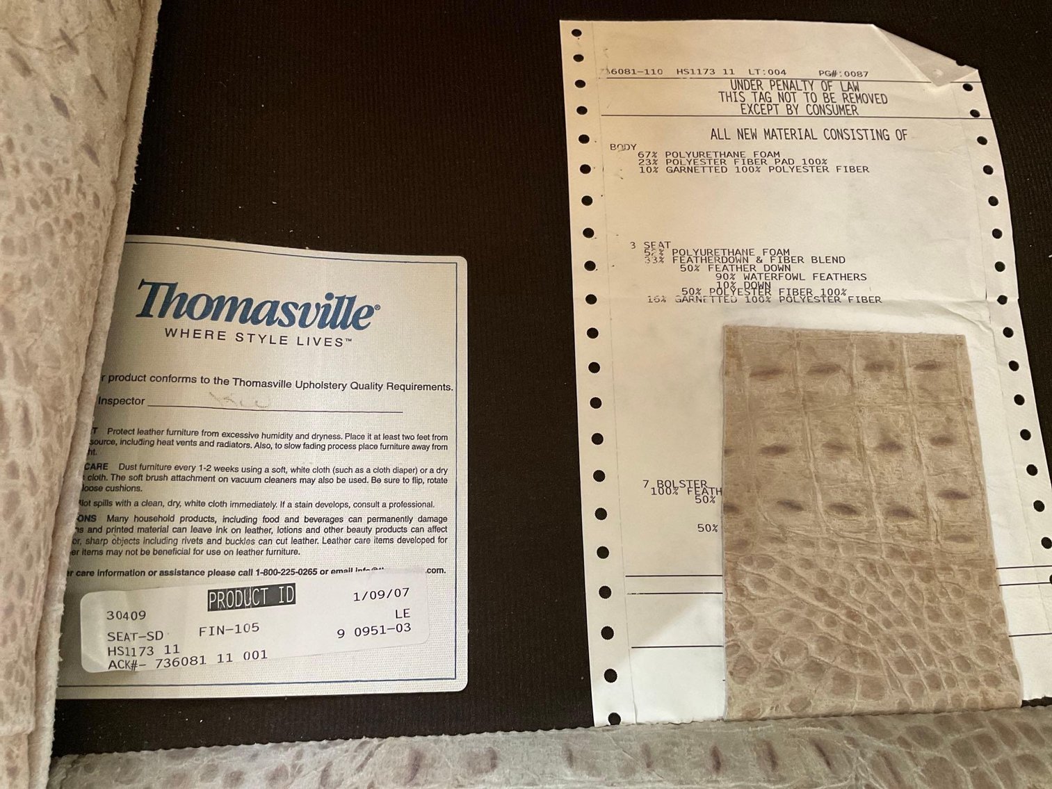 Image for Thomasville Leather Sofa