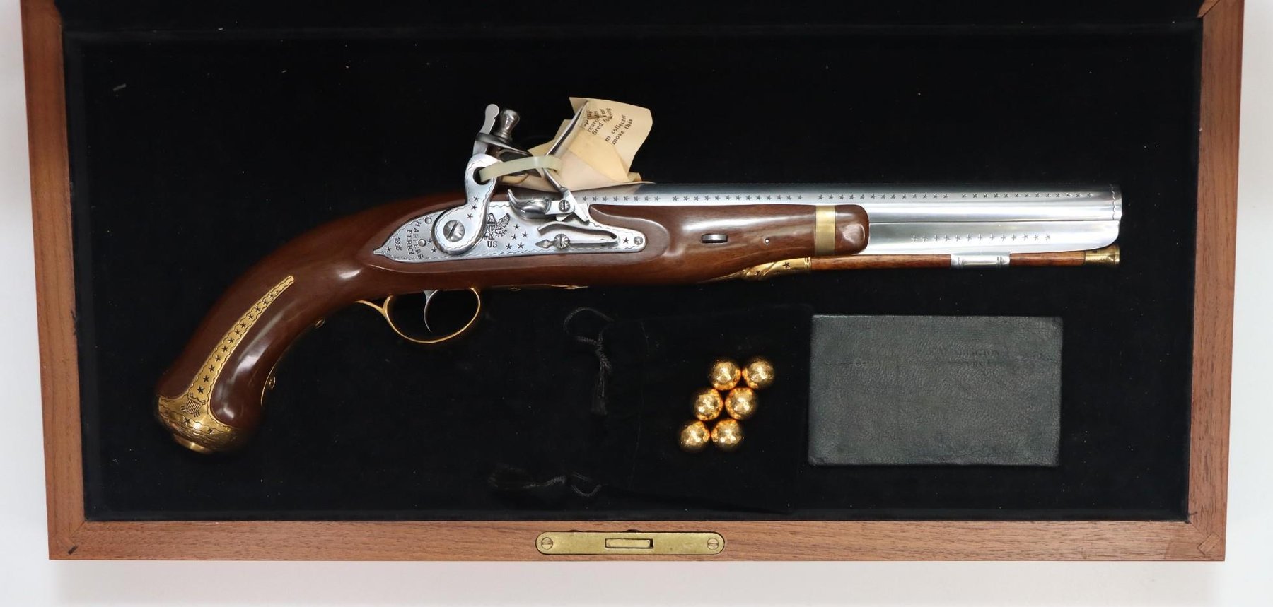 Image for Cased Pedersoli American Historical Foundation George Washington Harper's Ferry Commemorative Flintlock  Pistol