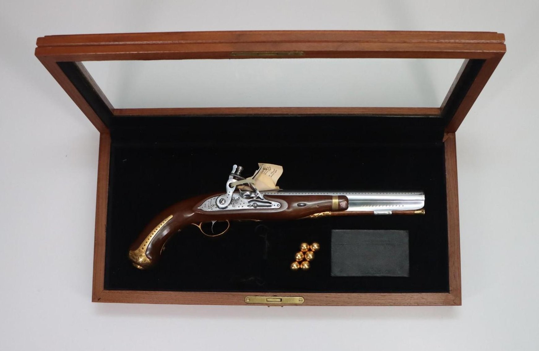 Image for Cased Pedersoli American Historical Foundation George Washington Harper's Ferry Commemorative Flintlock  Pistol