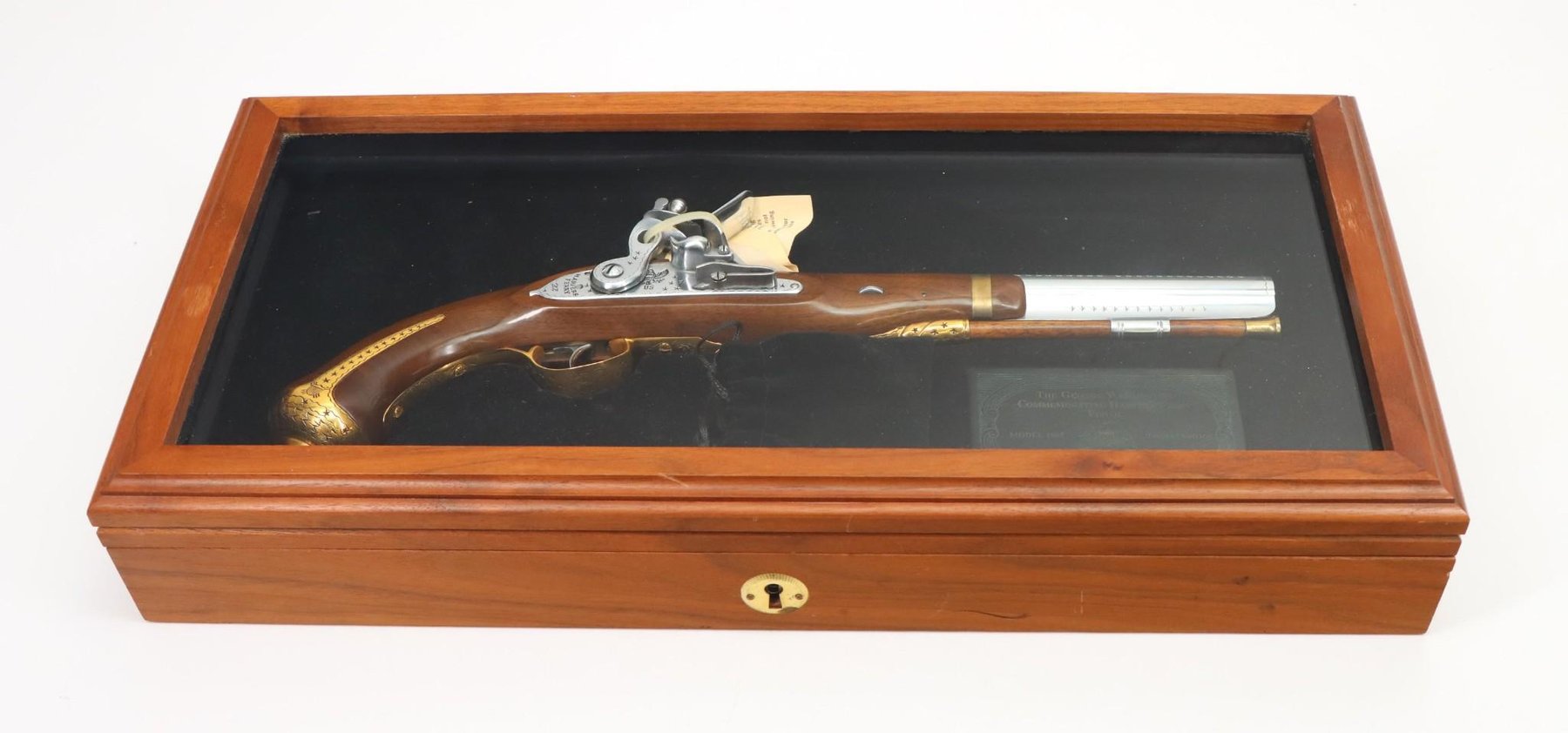 Image for Cased Pedersoli American Historical Foundation George Washington Harper's Ferry Commemorative Flintlock  Pistol