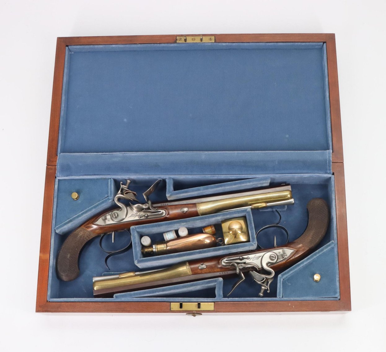 Image for Cased Pair Uberti Reproduction Robert Wogdon Hamilton/Burr Flintlock Dueling Pistol Set