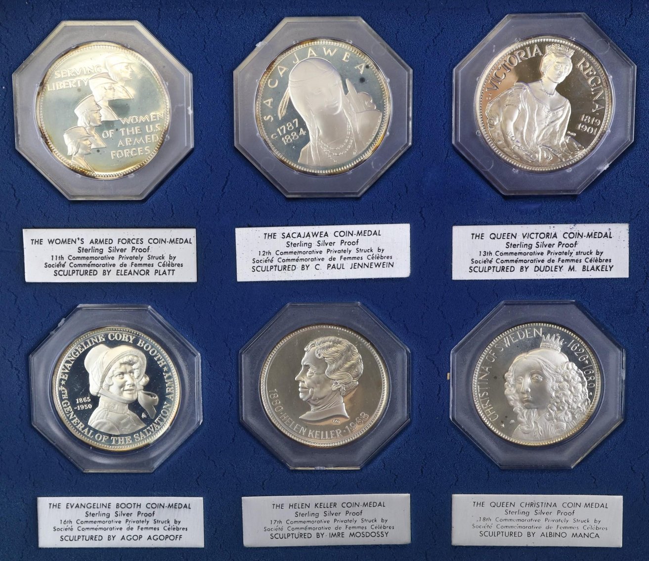 Image for Sterling Silver Societe Commemorative De Femmes Celebres Medals (50)