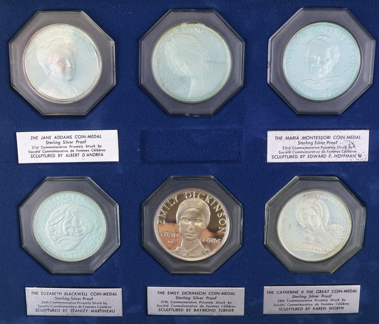 Image for Sterling Silver Societe Commemorative De Femmes Celebres Medals (50)