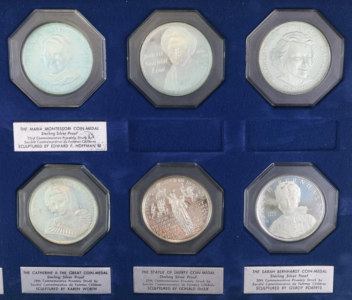 Image for Sterling Silver Societe Commemorative De Femmes Celebres Medals (50)