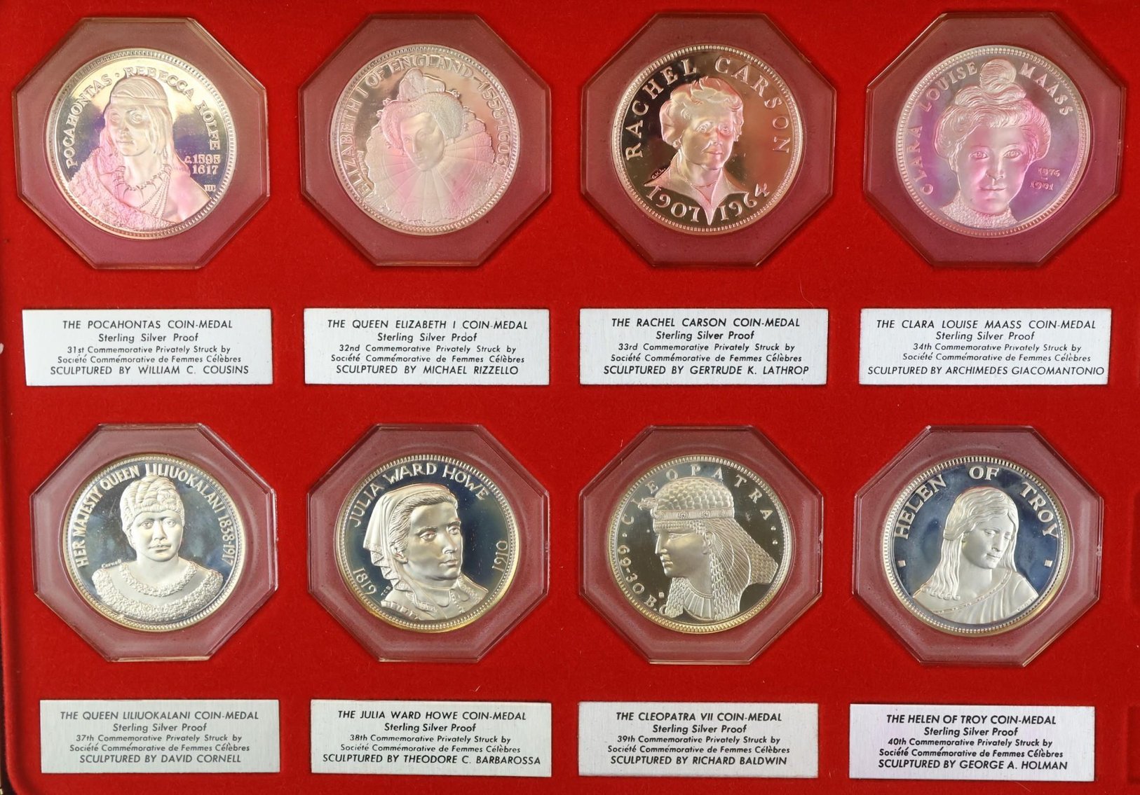 Image for Sterling Silver Societe Commemorative De Femmes Celebres Medals (50)