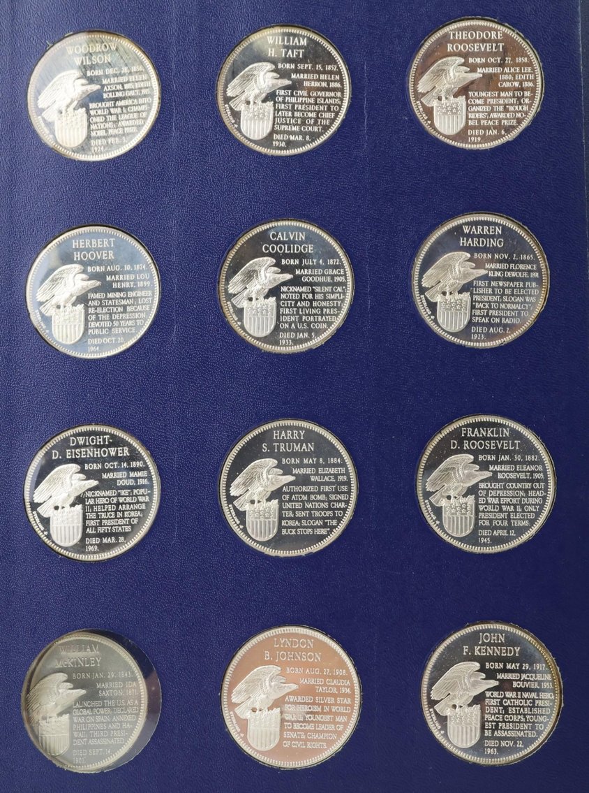 Image for Franklin Mint Sterling Silver Presidential Commemorative Medals 
